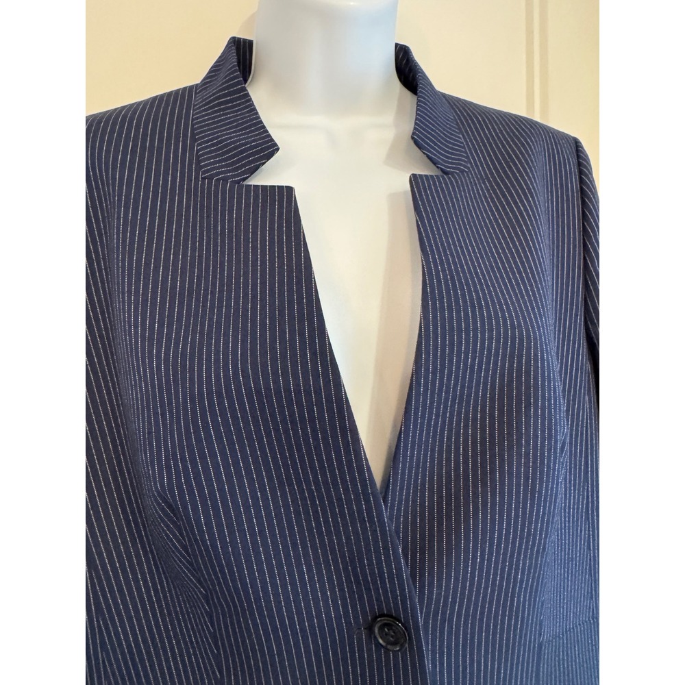 NWT Hugo Boss Alucca Blazer Womens 14 Open Blue Pinstripe Stand Collar - Picture 9 of 12